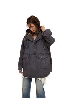 Comfortable Gray Hooded Jacket for Women- Free People